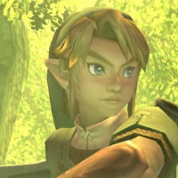 a screenshot of link from twilight princess on a green background