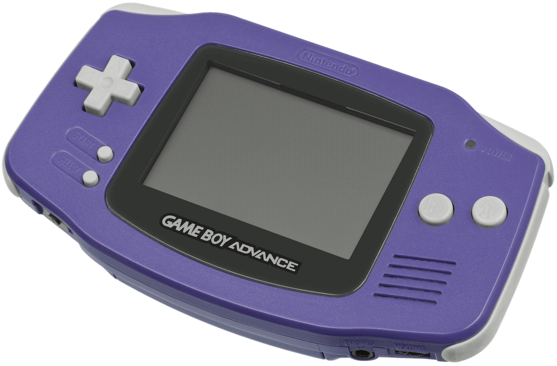 A photo of a purpl egameboy advance