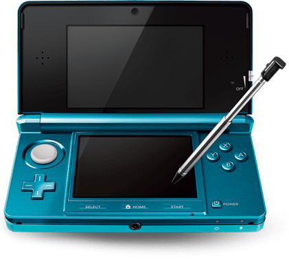 a photo of a blue and black original 3DS