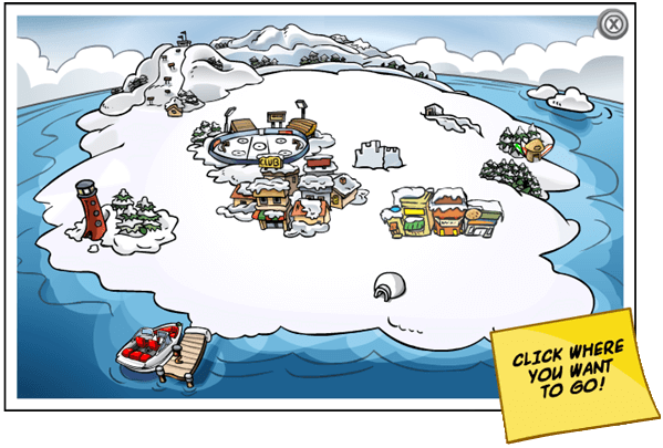 A drawing of the original club penguin map