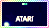 a gif with a rainbow atari logo with the text atari on a black background