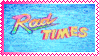 A gif with the text rad times on a blue background