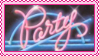 neon pink sign saying party