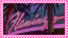 neon sign with the text flamingo surrounded by palm trees