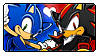 stamp of sonic and shadow with a heart behind them