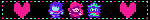 a gif of the mini sprites of kris, susie, and ralsei from deltarune