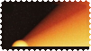 A orange aura angled on a black backdrop