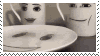a gif of 2 mugs and a plate with the default roblox man and woman faces