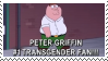 A screenshot of peter griffin from family guy with the text; Peter Griffin, #1 transgender fan
