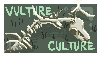A drawing a deer skeleton on a green background with the text vulture culture