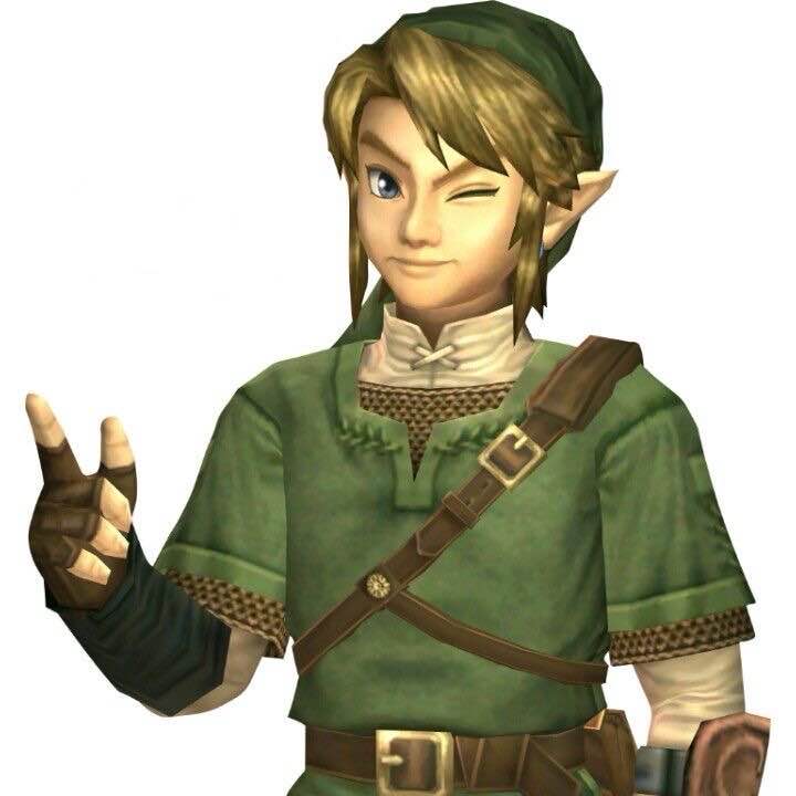 a half body twilight princess link render of him winking