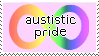 A image of the rainbow infinity symbol with the text autism pride on it
