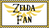 A picture of a yellow hylian crest on a white background changind with text infront of it stating Zelda Fan